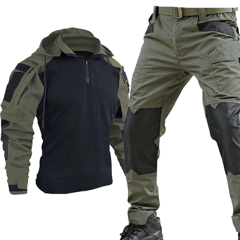 Outdoor Hunting Outfit - Men's Black Multicam Tactical Suit Breathable
