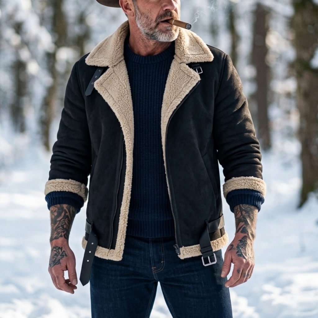 Men Winter Faux Suede Jacket F - Hunting Outdoor Jacket 评论和价格