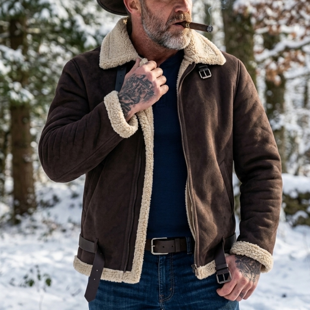 Men Winter Faux Suede Jacket F - Hunting Outdoor Jacket 评论和价格